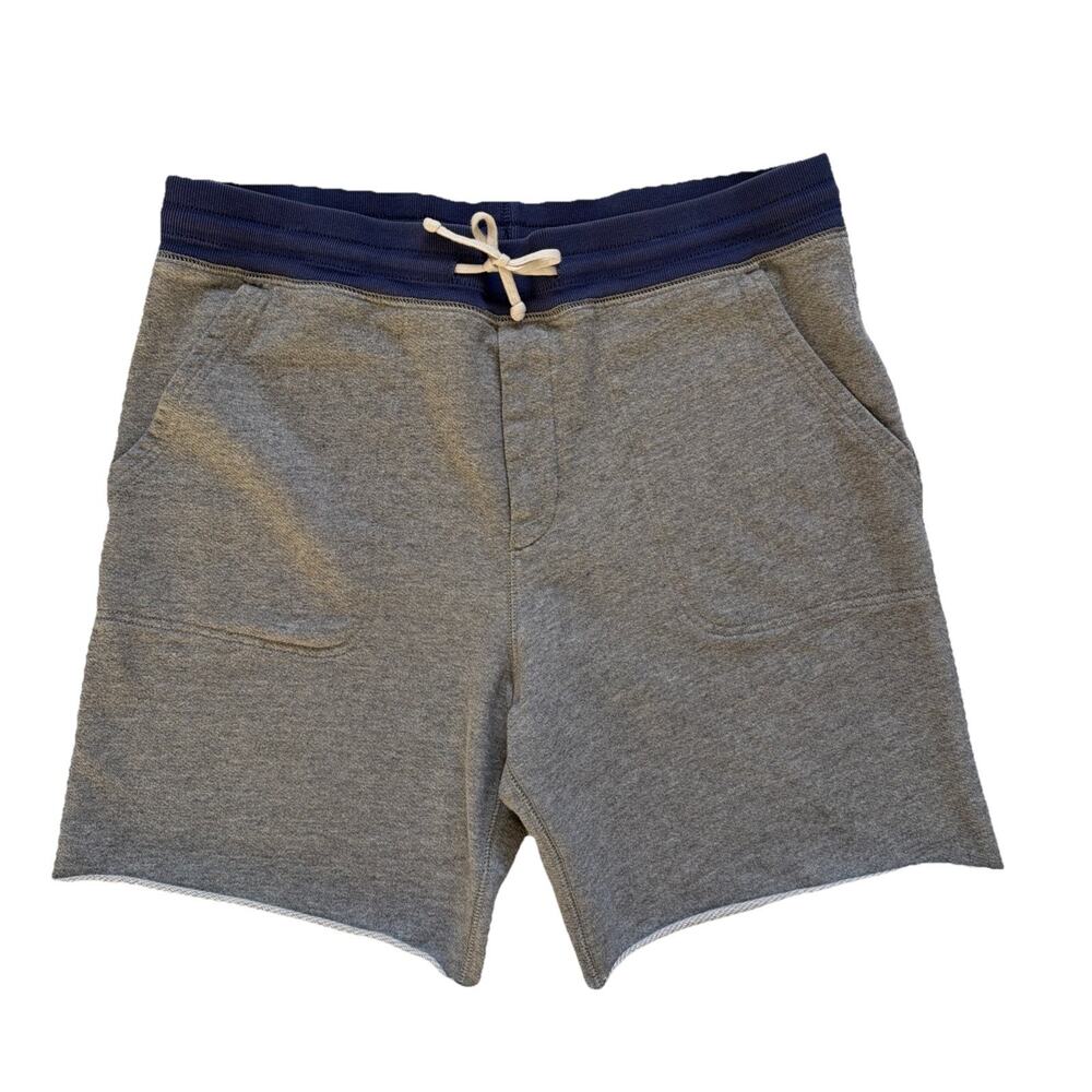 J. Crew Knit Goods Fleece Shorts Mens Med Gray Pull On Drawstring Pockets Cotton